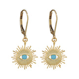 Leverback Stone Eye Earrings - Blue - Earrings - Ofina
