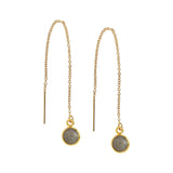 Bezel Stone Ear Threaders (more stones) - Labradorite / Gold - Earrings - Ofina