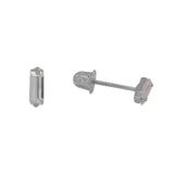 10k Solid Gold Baguette CZ Studs - White Gold - Earrings - Ofina