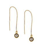 Bezel Stone Ear Threaders (more stones) - Smoky Quartz / Gold - Earrings - Ofina