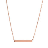 10k Solid Gold Thin Bar Necklace - Rose Gold - Necklaces - Ofina