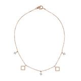 14k Solid Gold CZ & Twisted Diamond Shape Bracelet / Anklet - Rose Gold / Bracelet - Bracelets - Ofina
