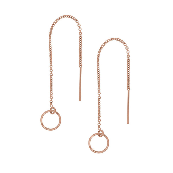 Geometric Ear Threaders (more shapes) - Circle / Rose Gold - Earrings - Ofina