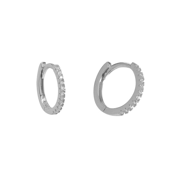 Classic CZ Huggies - Medium / Silver - Earrings - Ofina