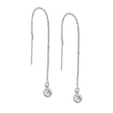 Bezel Stone Ear Threaders (more stones) - 4mm Cubic Zirconia / Silver - Earrings - Ofina