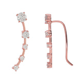 SALE - Curved Graduated CZ Crawler - Small / Rose Gold / Right - Earrings - Ofina