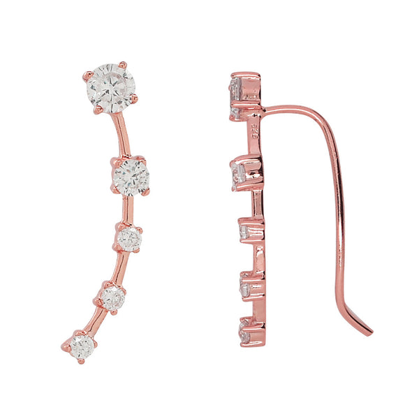SALE - Curved Graduated CZ Crawler - Small / Rose Gold / Right - Earrings - Ofina