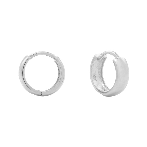 10k Solid Gold Thick Huggies - White Gold / Large - Earrings - Ofina