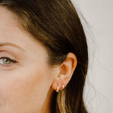 14k Solid Gold CZ Double Row Huggies - - Earrings - Ofina