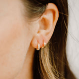 14k Solid Gold CZ Double Row Huggies - - Earrings - Ofina