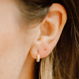 14k Solid Gold CZ Double Row Huggies - - Earrings - Ofina