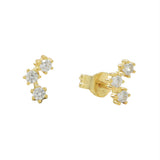 CZ Tiny Trinity Studs - Gold - Earrings - Ofina