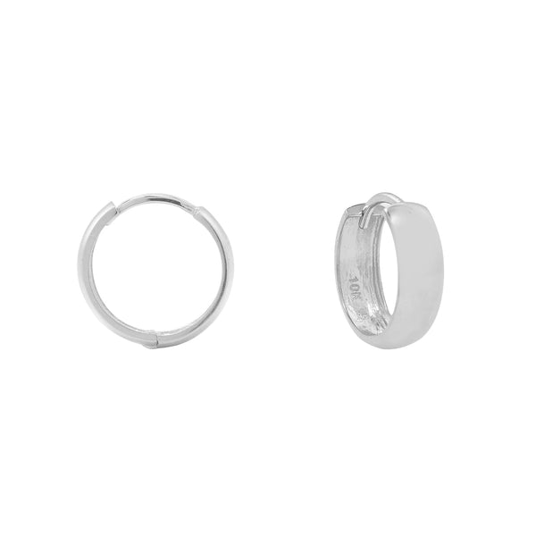 10k Solid Gold Thick Huggies - White Gold / Small - Earrings - Ofina