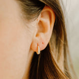 SALE - 10k Solid Gold CZ Elongated Nugget Studs - - Earrings - Ofina