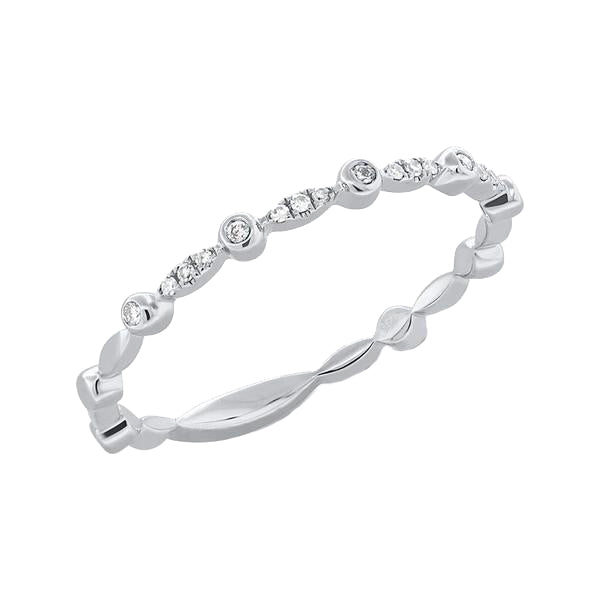 Diamonds Solitaire Pave Half Band - 5 / White Gold - Rings - Ofina