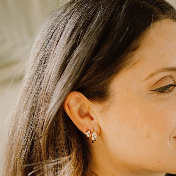 10k Solid Gold Chunky Huggies - - Earrings - Ofina