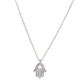 CZ Khamsa Necklace - Silver - Necklaces - Ofina