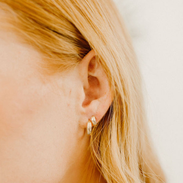 10k Solid Gold Bold Huggies - - Earrings - Ofina