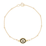 CZ Black Evil Eye Bracelet - Gold - Bracelets - Ofina