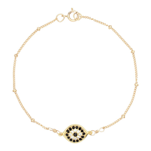 CZ Black Evil Eye Bracelet - Gold - Bracelets - Ofina