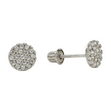 10k Solid Gold CZ Circle Studs - White Gold - Earrings - Ofina