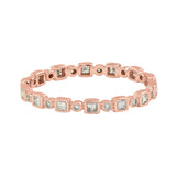 Square and Circle Alternating Diamond Band Ring - Rose Gold / 5 - Rings - Ofina