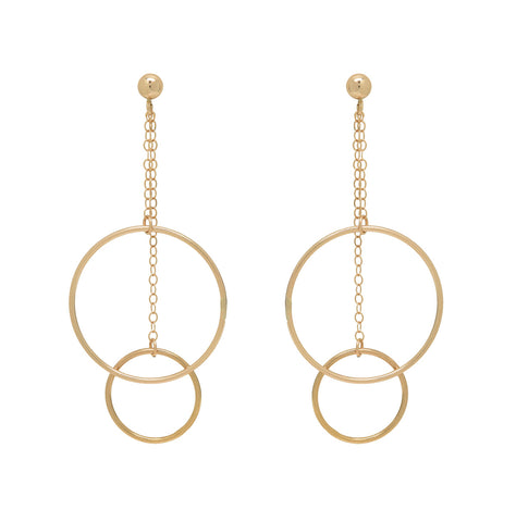 Duo Chain Hoop Studs - - Earrings - Ofina