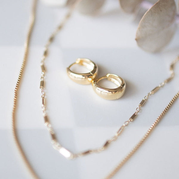 10k Solid Gold Thick Huggies - - Earrings - Ofina