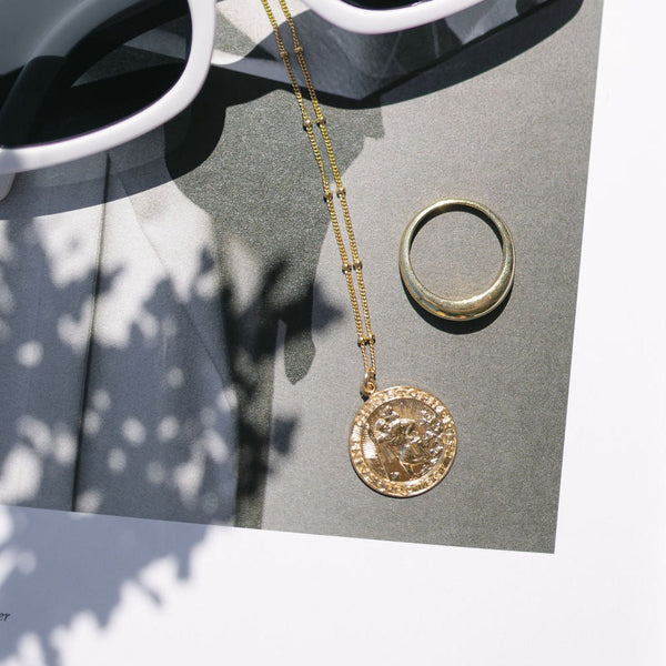 Saint Christopher Disc Necklace - - Necklaces - Ofina