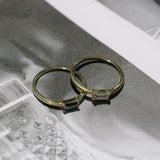 10k Solid Gold Black Horizontal Baguette Ring - - Rings - Ofina