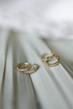 14k Solid Gold Pave Diamond Huggies - - Earrings - Ofina