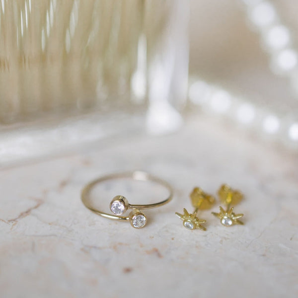 Double CZ Adjustable Ring - - Rings - Ofina