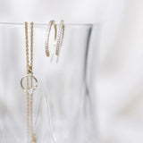 SALE - 10k Solid Gold CZ Pave Huggie/Hoop Studs - - Earrings - Ofina