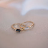10k Solid Gold Black Horizontal Baguette Ring - - Rings - Ofina