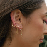 14k Solid Gold Multi-CZ Drop Studs - - Earrings - Ofina