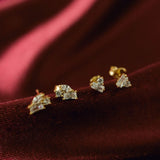 CZ Round & Baguette Combo Studs - - Earrings - Ofina