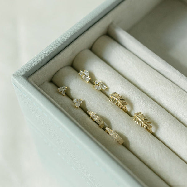 CZ Round & Baguette Combo Studs - - Earrings - Ofina