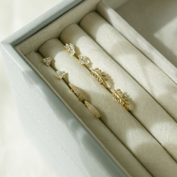 CZ Round & Baguette Combo Studs - - Earrings - Ofina