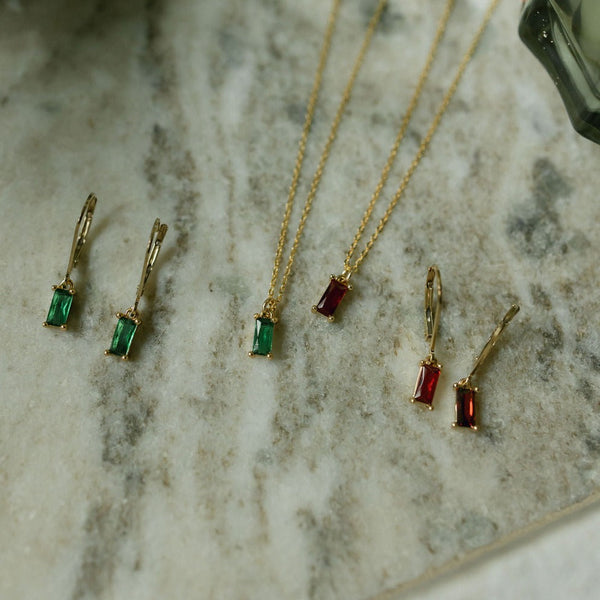 Tiny Red Emerald Necklace - - Necklaces - Ofina