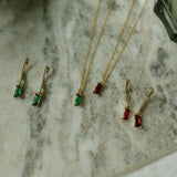 Tiny Green Emerald Leverback Earrings - - Earrings - Ofina
