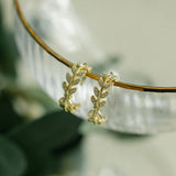 CZ Leaves Huggie - - Earrings - Ofina