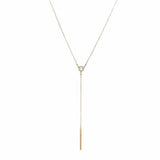 CZ Y-Drop Bar Necklace - Gold - Necklaces - Ofina