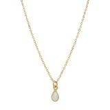 Tiny Elongated Teardrop Opal Necklace - - Necklaces - Ofina