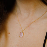 Rose Quartz Emerald Necklace - - Necklaces - Ofina