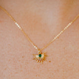 Green CZ Starburst Necklace - - Necklaces - Ofina