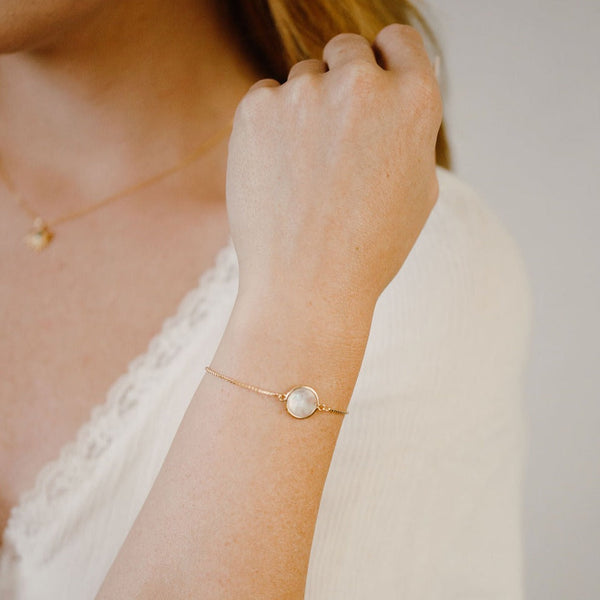 Round Mother of Pearl Adjustable Bracelet - - Bracelets - Ofina