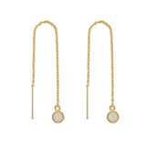 Bezel Stone Ear Threaders (more stones) - Opal- Circle / Gold - Earrings - Ofina