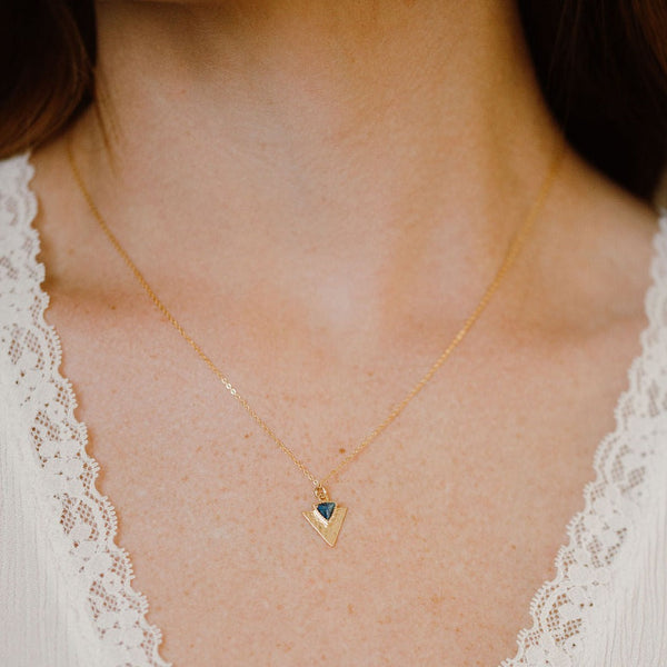 SALE - Lapis Triangle Spear Necklace - - Necklaces - Ofina