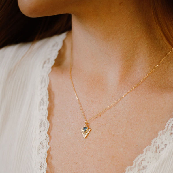SALE - Lapis Triangle Spear Necklace - - Necklaces - Ofina