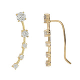 SALE - Curved Graduated CZ Crawler - Small / Gold / Right - Earrings - Ofina